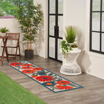Nourison Aloha Indoor/Outdoor Ivory Multicolor 2'3" x 8' Area Rug, Easy-Cleaning, Non Shedding, Bed Room, Living Room, Dining Room, Backyard, Deck, Patio (2x8)