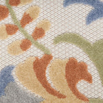 Nourison Aloha Indoor/Outdoor Ivory Blue 2'8" x 4' Area Rug, Easy Cleaning, Non Shedding, Bed Room, Living Room, Dining Room, Backyard, Deck, Patio (3x4)