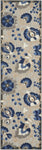 Nourison Aloha 2'3" x 12' Natural/Blue Outdoor Indoor/Outdoor Rug