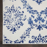 Nourison Whimsicle Damask Ivory Navy 7' x 10' Area Rug, Easy Cleaning, Non Shedding, Bed Room, Living Room, Dining Room, Kitchen (7x10)