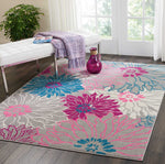 Nourison Passion Grey 5'3" x 7'3" Area Rug, Floral, Farmhouse, Easy Cleaning, Non Shedding, Bed Room, Living Room, Dining Room, Kitchen, (5' x 7')
