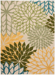 Nourison Aloha Tropical Indoor/Outdoor Green Multicolor 3'6" x 5'6" Area Rug, Easy Cleaning, Non Shedding, Bed Room, Living Room, Dining Room, Backyard, Deck, Patio (4x6)