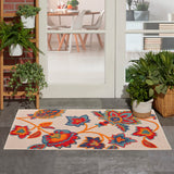 Nourison Aloha Indoor-Outdoor Multicolor 2'8" x 4' Area Rug, Easy Cleaning, Non Shedding, Bed Room, Living Room, Dining Room, Backyard, Deck, Patio (3x4)