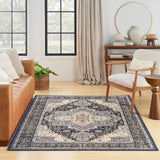 Nourison Essentials Indoor/Outdoor Navy 5' x 7' Area Rug, Non Shedding, Bed Room, Living Room, Dining Room, Backyard, Deck, Patio (5x7)