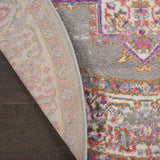 Nourison Passion Grey 5'3" x Round Area Rug, Boho, Traditional, Easy Clean, Non Shedding, Bed Room, Living Room, Hallway, (5' Round)