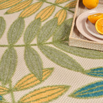 Nourison Aloha Indoor/Outdoor Green Multicolor 5'3" x Round Area Rug, Easy Cleaning, Non Shedding, Bed Room, Living Room, Dining Room, Backyard, Patio, Deck (5 Round)