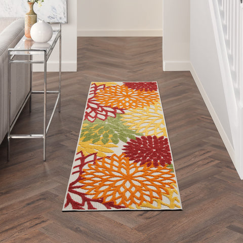 Nourison Aloha 6' Runner Red Multicolored Fabric Tropical Area Rug (6' Runner)