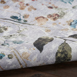 Nourison Washables Floral Grey Multicolor 2'2" x 10' Area -Rug, Easy -Cleaning, Non Shedding, Bed Room, Living Room, Dining Room, Kitchen (2x10)