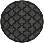 Nourison Easy Care Indoor/Outdoor Charcoal Black 4' x Round Area Rug, Easy Cleaning, Non Shedding, Bed Room, Living Room, Dining Room, Backyard, Deck, Patio (4 Round)