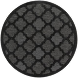 Nourison Easy Care Indoor/Outdoor Charcoal Black 4' x Round Area Rug, Easy Cleaning, Non Shedding, Bed Room, Living Room, Dining Room, Backyard, Deck, Patio (4 Round)