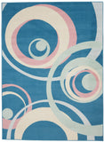 Nourison Grafix Geometric Blue Multi Colored 3'9" x 5'9" Area Rug, Easy Cleaning, Non Shedding, Bed Room, Living Room, Dining Room, Kitchen (4x6)