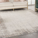 Nourison Elation Abstract Ivory Grey 2'3" x 7'6" Area -Rug, Easy -Cleaning, Non Shedding, Bed Room, Living Room, Dining Room, Kitchen (2x7)