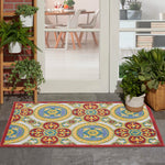 Nourison Aloha Indoor/Outdoor Red/Multi 2'8" x 4' Area Rug, Easy Cleaning, Non Shedding, Bed Room, Living Room, Dining Room, Backyard, Deck, Patio, High-traffic Areas (2x4)