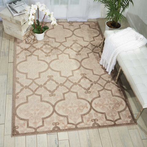 Nourison Aloha Indoor/Outdoor Cream 9'6" x 13' Area Rug, Tropical, Botanical, Easy Cleaning, Non Shedding, Bed Room, Living Room, Dining Room, Deck, Backyard, Patio (9x13)