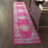 Nourison Passion Fuchsia 2'2" x 10' Area Rug, Boho, Traditional, Easy Clean, Non Shedding, Bed Room, Living Room, Hallway, (10' Runner)