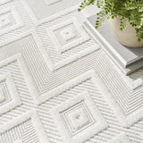 Nourison Versatile Indoor/Outdoor Ivory/White 4' x 6' Area Rug, Easy Cleaning, Non Shedding, Bed Room, Living Room, Dining Room, Deck, Backyard, Patio, High Traffic Area (4x6)