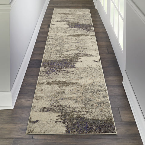 Nourison Celestial Modern Abstract Ivory/Grey 2'2" x 10' Area Rug, Easy Cleaning, Non Shedding, Bed Room, Living Room, Dining Room, Kitchen (2x10)