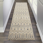 Nourison Royal Moroccan Farmhouse Beige Blue 2'2" x 7'6" Area Rug, Easy Cleaning, Non Shedding, Bed Room, Living Room, Dining Room, Kitchen (2x8)