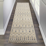 Nourison Royal Moroccan Farmhouse Beige Blue 2'2" x 7'6" Area Rug, Easy Cleaning, Non Shedding, Bed Room, Living Room, Dining Room, Kitchen (2x8)