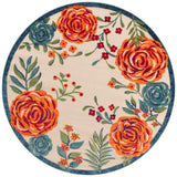 Nourison Aloha Indoor/Outdoor Ivory Multicolor 5'3" x Round Area Rug, Easy-Cleaning, Non Shedding, Bed Room, Living Room, Dining Room, Backyard, Deck, Patio (5 Round)