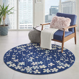 Nourison TRA04 Tranquil Bohemian Floral Navy Area Rug 5'XROUND, 5'3" x Round