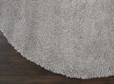 Nourison Malibu Shag Solid Silver Grey 6'7" x ROUND Area-Rug, Easy-Cleaning, Non Shedding, Bed Room, Living Room, Dining Room, Kitchen (7 Round)