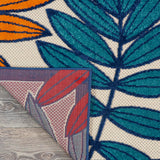 Nourison Aloha Indoor/Outdoor Multicolor 7'10" x 10'6" Area Rug, Tropical, Botanical, Easy-Cleaning, Non-Shedding, Bed Room, Kitchen, Living Room, Deck, Backyard, (8' x 11')