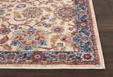Nourison Reseda Traditional Cream 2'3'' x 7'6'' Area-Rug, Easy-Cleaning, Non Shedding, Bed Room, Living Room, Dining Room, Kitchen (2x8)
