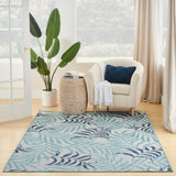 Nourison Garden Oasis Indoor/Outdoor Blue 4' x 6' Area Rug, Easy Cleaning, Non Shedding, Bed Room, Living Room, Dining Room, Backyard, Deck, Patio (4x6)