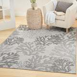 Nourison Garden Oasis Indoor-Outdoor Grey 4' x 6' Area Rug, Easy Cleaning, Non Shedding, Bed Room, Living Room, Dining Room, Backyard, Deck, Patio (4x6)
