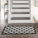 Nourison Aloha Geometric Indoor/Outdoor Black White 2'8" x 4' Area Rug, (3' x 4')