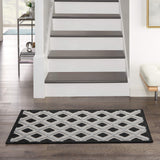 Nourison Aloha Geometric Indoor/Outdoor Black White 2'8" x 4' Area Rug, (3' x 4')