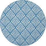 Nourison Grafix Damask Blue 8' x Round Area Rug, Easy Cleaning, Non Shedding, Bed Room, Living Room, Dining Room, Kitchen (8 Round)