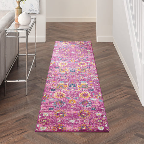 Nourison Passion Fuchsia 2'2" x 10' Area -Rug, Boho, Moroccan, Bed Room, Living Room, Dining Room, Kitchen, Easy -Cleaning, Non Shedding, (10' Runner)