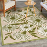 Nourison Aloha 4' x 6' Ivory Green Fabric Outdoor Area Rug (4' x 6')