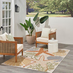 Nourison Aloha Indoor/Outdoor Ivory Multicolor 3'6" x 5'6" Area -Rug, Easy -Cleaning, Non Shedding, Bed Room, Living Room, Dining Room, Backyard, Deck, Patio (4x6)
