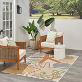 Nourison Aloha Indoor/Outdoor Ivory Multicolor 3'6" x 5'6" Area -Rug, Easy -Cleaning, Non Shedding, Bed Room, Living Room, Dining Room, Backyard, Deck, Patio (4x6)
