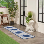 Nourison Aloha Indoor/Outdoor Navy Blue 2'3" x 8' Area Rug, Easy Cleaning, Non Shedding, Bed Room, Living Room, Dining Room, Backyard, Deck, Patio, High-Traffic Areas (2x8)
