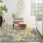 Nourison Aloha Indoor Outdoor Multicolor 5'3" x 7'5" Area Rug, Floral, Tropical, Easy Cleaning, Non Shedding, Bed Room, Living Room, Deck, Backyard, (5' x 7')