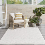 Nourison Easy Care Moroccan Ivory/White 4' x 6' Area Rug, Trellis, Easy Cleaning, Non Shedding, Bed Room, Living Room, Dining Room, Backyard, Deck, Patio (4x6)