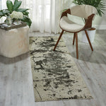 Nourison Maxell Modern Ivory/Grey 2'2" x 7'6" Area -Rug, Easy -Cleaning, Non Shedding, Bed Room, Living Room, Dining Room, Kitchen (2x8)
