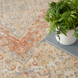 Nourison Essentials 4' x 6' Beige Rust Indoor/Outdoor Vintage Distressed Geometric Area Rug