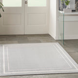 Nourison Essentials 60" Square Contemporary Indoor/Outdoor Rug in Gray/Ivory