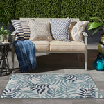 Nourison Garden Oasis Indoor/Outdoor Blue 3' x 5' Area Rug, Easy-Cleaning, Non Shedding, Bed Room, Living Room, Dining Room, Kitchen (3x5)