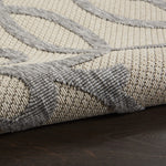 Nourison Palamos Indoor/Outdoor Cream Grey 2'2" x 7'6" Area Rug, Easy Cleaning, Non Shedding, Bed Room, Living Room, Dining Room, Backyard, Deck, Patio (2x8)