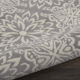 Nourison Jubilant Floral Ivory/Grey 5'3'' x Round Area-Rug, Easy-Cleaning, Non Shedding, Bed Room, Living Room, Dining Room, Kitchen (5 Round)
