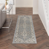 Nourison Concerto Blue 2'2" x 7'6" Area Rug Easy Clean, Non Shedding, Bed Room, Living Room, Dining Room, Kitchen (8' Runner)