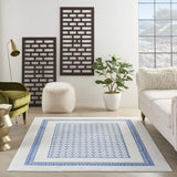Nourison Whimsicle Geometric Ivory Blue 5' x 7' Area Rug, Easy Cleaning, Non Shedding, Bed Room, Living Room, Dining Room, Kitchen (5x7)