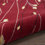 Nourison Grafix Red 4' x Round Area Rug, Modern, Botanical , Bed Room, Living Room, Dining Room, Kitchen, Easy Clean, Non Shedding, (4' Round)