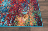 Nourison Celestial Red/Blue Atlantic 2'2" x 7'6" Area -Rug, Contemporary, Abstract, Easy -Cleaning, Non Shedding, Bed Room, Living Room, Dining Room, Kitchen, (8' x Runner)